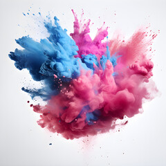 Fototapeta premium Beautiful abstract pink and blue dust and smoke explosion for graphic design.