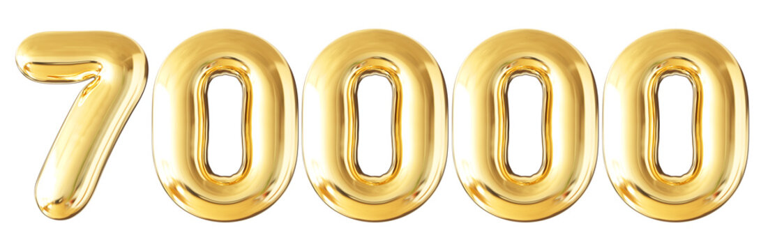 70k Follower Bubble Number Gold 3d Render