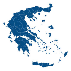 Greece map with administrative. Map of Greece - obrazy, fototapety, plakaty