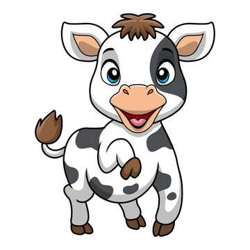 Cute cow cartoon on white background