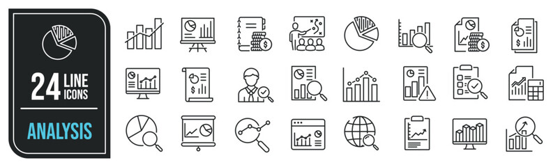 Analysis thin line icons. Editable stroke. For website marketing design, logo, app, template, ui, etc. Vector illustration.