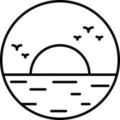 Sunset circle line icon