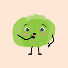 surprised cabbage - cartoon mascot character