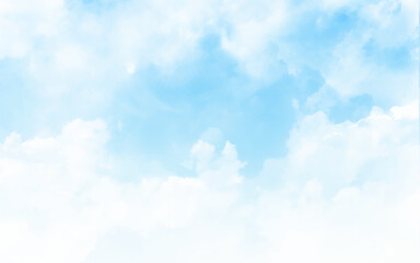 White fluffy clouds in the blue sky. Beautiful blue sky with white cloud, long format can use banner, background, wallpaper.
