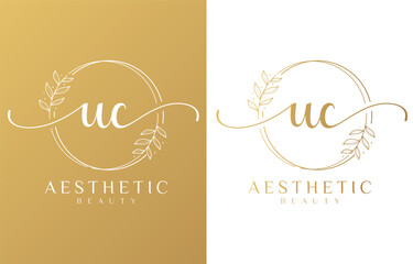 Letter U Beauty Logo with Flourish Ornament