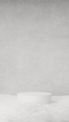 雪と白い台座。積雪。降雪。3D（縦長）