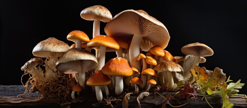 Diverse mushrooms in forests near Luesia Aragon Spain