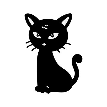 Black Cat Glyph Style in Design Icon