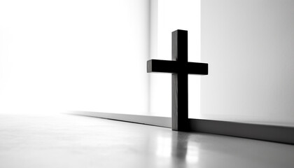 Naklejka premium Religious cross symbolizes salvation and spirituality in modern architecture design generated by AI