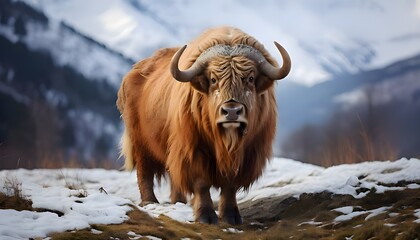 yak or takin on the mountain