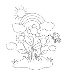 hand drawn children coloring book page