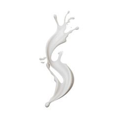 realistic milk splashes or wave with drops and splatter isolated on a transparent background, milk splash, yogurt splash, Generative AI