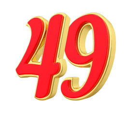 49 Red Gold Number