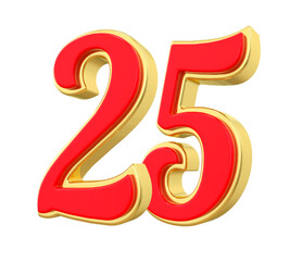 25 Red Gold Number