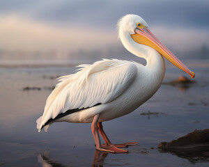 Fototapeta na wymiar American White Pelican in shore