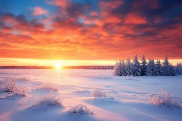 Sunrice winter background and copy space, generative ai