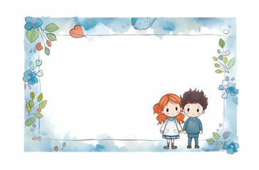 Empty banner with kids cartoon colorful handdrawn