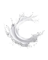 Obraz premium white milk wave splash with splatters and drops isolated on a transparent background, circle milk, yougurt or cream wave flow splash. Generative AI