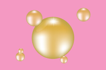golden bubbles big and small on pink background.