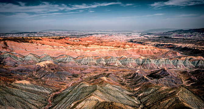 A panoramic view of the Baili Danxia landform in Xinjiang Province China