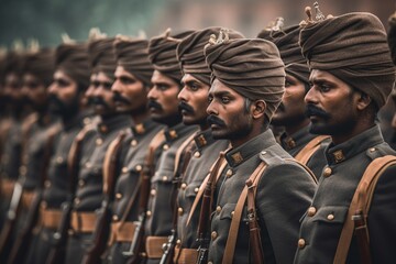 indian army, military men soldiers in line, indian army day
