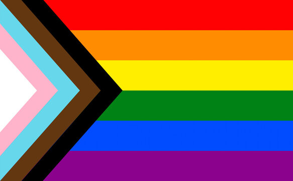 An illustration of the official Progress Pride, Gay Pride Flag