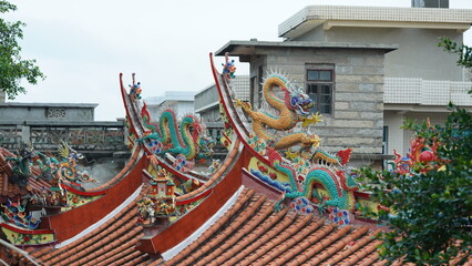 Fototapeta premium The old fishing village view with the traditional architectures on the south of the China along the ocean coast