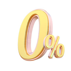 0 Percent Discount Gold Number 3D