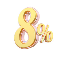 8 Percent Discount Gold Number 3D