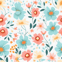 Fototapeta na wymiar Hand drawing florals , Flower background Seamless Pattern illustration graphic Design