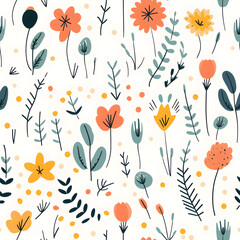 Fototapeta na wymiar Hand drawing florals , Flower background Seamless Pattern illustration graphic Design