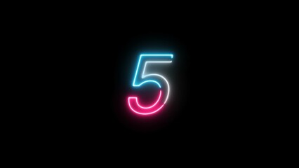 abstract glowing neon countdown timer number illustration 4k 