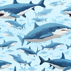 Obraz premium Seamless Pattern of Shark