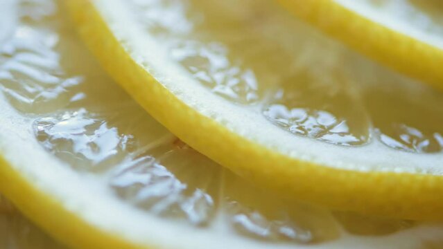 Lemon sliced close up. Organic food.