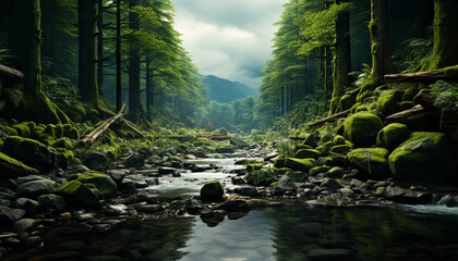 Tranquil scene nature beauty in a tropical rainforest adventure generated by AI