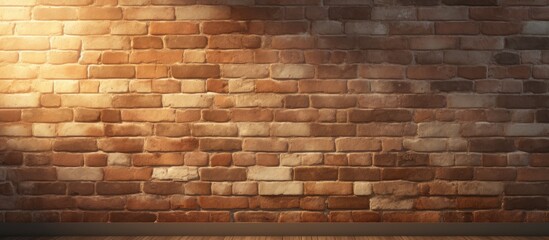 Sunlight casts shadows and rays on the brick wall backdrop