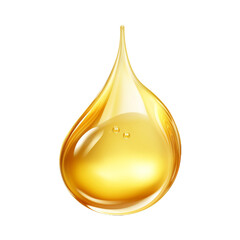 Oil drop isolated on a transparent background, Con of gold liquid drop like oil, Gasoline or vitamins from droplet, Serum droplet with air bubbles. Generative AI