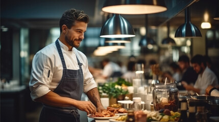 Waiters is working at luxury restaurant.
