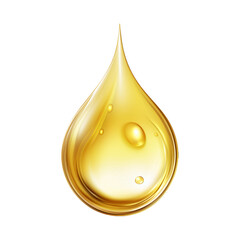 Oil drop isolated on a transparent background, Con of gold liquid drop like oil, Gasoline or vitamins from droplet, Serum droplet with air bubbles. Generative AI