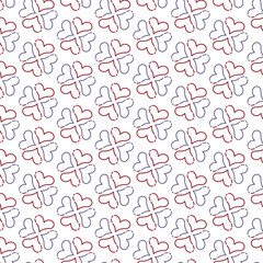 Digital png illustration of blue and red hearts pattern on transparent background