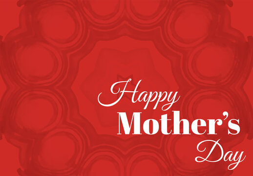 Digital png illustration of red pattern with happy mother's day text on transparent background