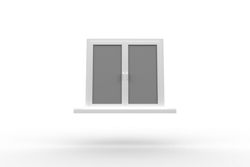 Digital png illustration of window with dark glass on transparent background