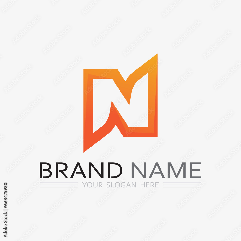 Sticker n letter logo template