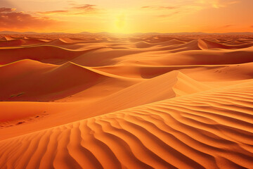 Fototapeta na wymiar sunset over the sand dunes in the desert