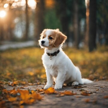 AI generated illustration of A playful puppy  with a blurry background