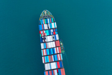 Ship of Business Logistics Cargo concept and the map global partner connection of Container Cargo freight ship for Import Export