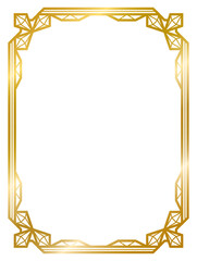 decorative frame , ornament frame , art deco gold vintage frame , line geometric frame , wedding label card png transparent background isolated on white background illustration ready to use