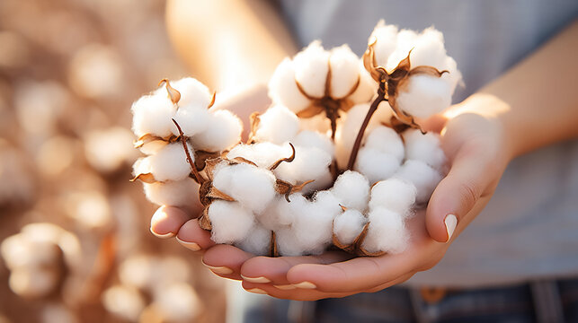 White cotton flowers in the hands+