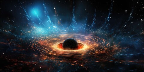 Illustration of a quantum black hole This shows the mysterious nature of quantum gravity by generative ai.