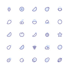 Fruits Duoline 2D Icon Collection with Editable Stroke and Pixel Perfection